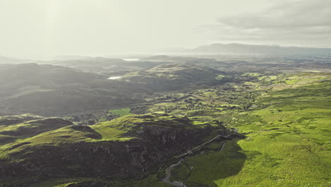 Beautiful-aerial-flying-over-irish-highlands-during-Sunset