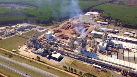 Aerial-view-of-wood-power-plant,-Sao-Paulo,-Brazil