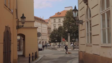 Picturesque-view-of-Prague-streets-on-a-sunny-summer-day,-handheld,-editorial