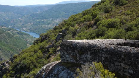Peaceful-historic-lookout-over-the-Ribeira-Sacra-in-Spain,-still-shot