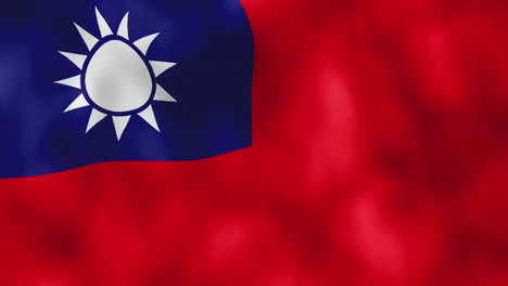Nahaufnahmeanimation-Der-Taiwanesischen-Nationalflagge,-Die-Im-Vollbildmodus-Weht