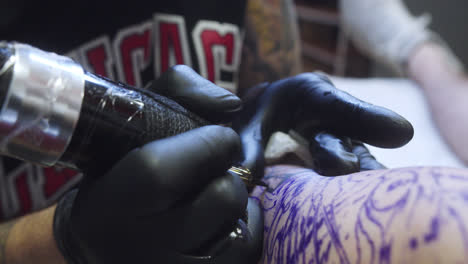 Close-up-of-the-process-of-tattooing-a-tiger