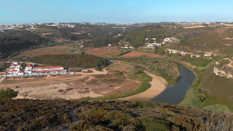 Aerial-of-Lizandro-River-in-Ericeira-City-a