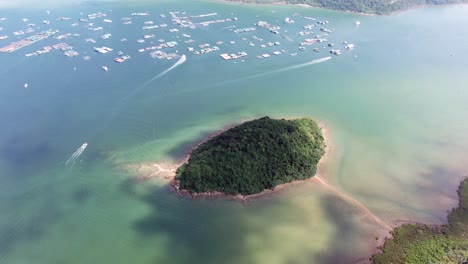 Aerial-view-of-Wu-Chau-island-and-sand-strip-in-Hong-Kong-bay
