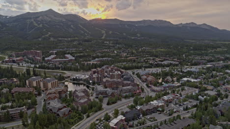 Breckenridge-Colorado-Aerial-v7-scenic-sunset-over-town-at-the-base-of-Rocky-Mountains-Tenmile-range---Shot-on-DJI-Inspire-2,-X7,-6k---August-2020