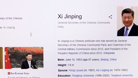 Searching-for-Xi-JinPing,-the-president-of-China,-on-Google-website