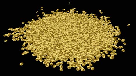 Bitcoins-falling-and-splashing-on-the-ground-to-create-a-pile-of-golden-coins-3D-Rendering-business-finance-concept-loop