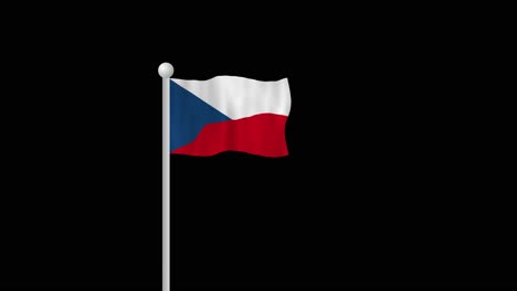 Czech-Flag-on-flagpole-waving-in-the-wind-with-black-background