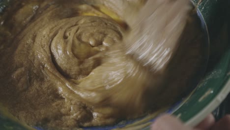 Mixing-Cookie-Batter-And-Eggs-In-A-Bowl---close-up