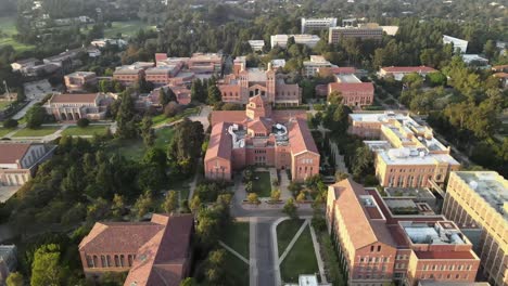UCLA-campus,-University-of-California-Los-Angeles,-Instructional-Media,-aerial