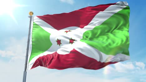 4k-3D-Darstellung-Der-Wehenden-Flagge-Auf-Einer-Stange-Des-Landes-Burundi