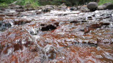 Slow-Motion-River-Flowing-Over-Red-Rocks-Close-Up