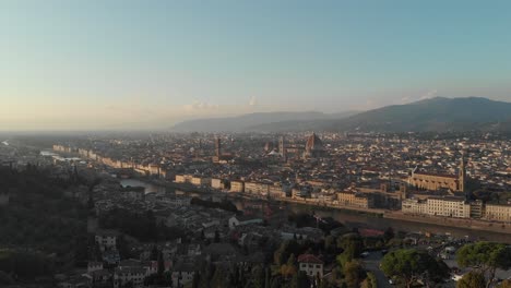 Aerial-Drone-View:-Historically-and-Culturally-Rich-Italian-Town-during-sunset
