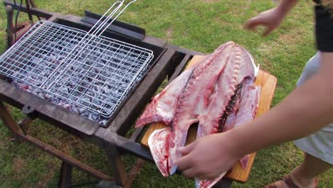 Fish-about-to-go-on-the-grill,-Barbecue