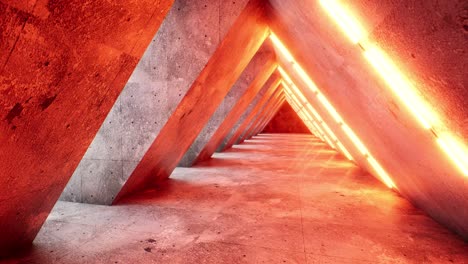 Background-of-an-empty-room-with-concrete-walls-and-orange-neon-light