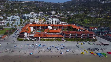 Beautiful-Aerial-4K-Video-Of-La-Jolla-Shores-Beach-In-San-Diego,-Ca