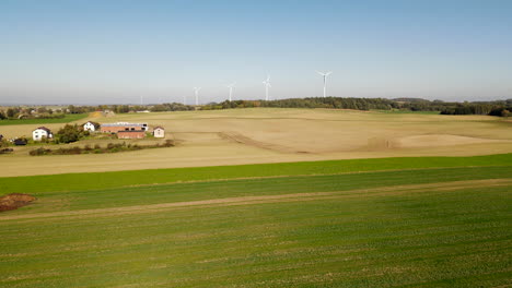 Herbstfelder-Und-Windkraftanlagen-Oder-Windmühlen-Im-Hintergrund