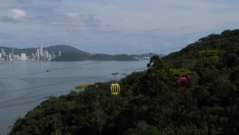 Cinematic-Aerial-of-Unipraias-Cable-Car-with-Balneário-Camboriú-City-Background