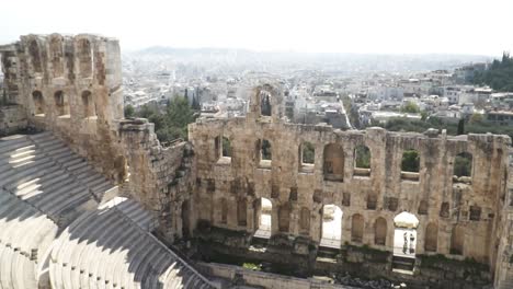 Wide-shot-of-a-theater-in-Athens,-Greece,-from-the-Greek-Era