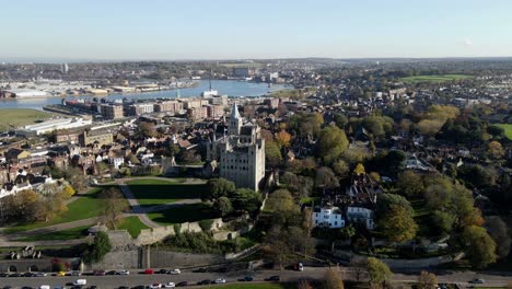 Rochester-Castle-drone-footage-4K-wide-POV