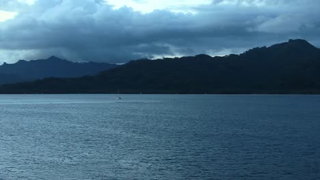 Raiatea-island-at-sunset,-French-Polynesia