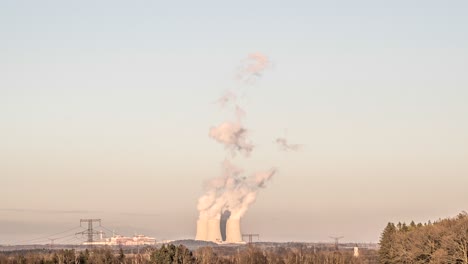 Vapor-rising-over-the-Temelin-power-plant's-chimneys