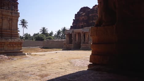 Ancient-city-of-Hampi-ruins,-looking-in-from-exterior