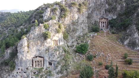 The-ancient-Lycian-tomb-built-in-rock-in-Fethiye,-Turkey