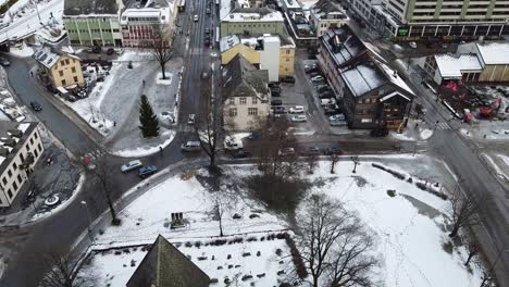 Voss-chursch-vangskyrkja-from-the-middle-age-Aerial-top-down-revealing-church-in-city-centre