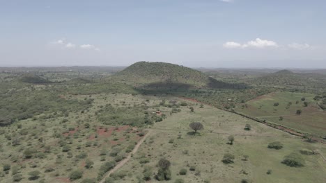 Aerial-drone-motion-shot-of-Africa-landscape-and-farmland