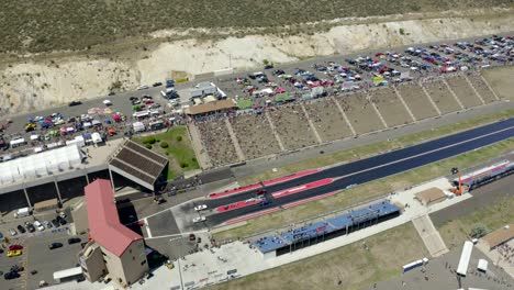 Aerial-view-pans-down-on-raceway