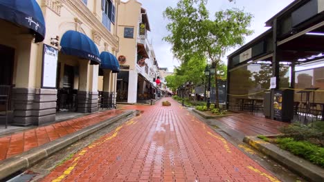 Walking-Through-Brick-Pavement-With-Closed-Bars-And-Restaurants-Near-Singapore-River-During-Covid-19-Pandemic