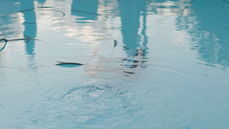 Der-Elektrische-Pool-Reinigungsroboter-Taucht-In-Einen-Tiefen-Abschnitt-Des-Schwimmbeckens-Mit-Klarem,-Reflektierendem-Wasser-Ab