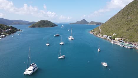 beautiful-aerial-view-of-very-large-sailing-yachts-near-the-British-Virgin-Islands-customs-house