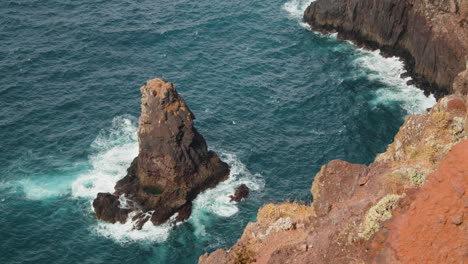 Volcanic-Rock-Formation-On-Ponta-De-Sao-Lourenco,-Madeira-In-Portugal---high-angle,-static