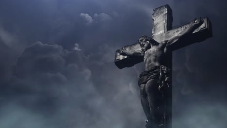 Jesus-was-crucified-against-the-background-of-dark-clouds-and-lightning-striking