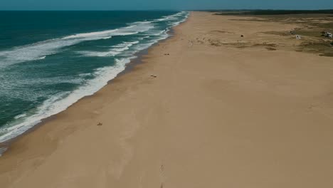Coastal-landscape-of-the-ocean-beach-in-Racho-Uruguay,-empty-beach-of-Rocha,-Uruguay