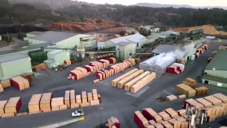 South-Coast-Lumber-Company,-Brookings,-Oregon.-Aerial-rising