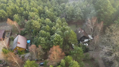 Aerial-top-down-shot-of-scenic-cottage-during-holidays-in-Poland