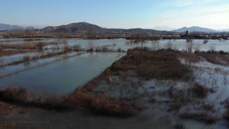 Flooded-area-by-water-out-of-riverbed-into-agricultural-farm-and-villages