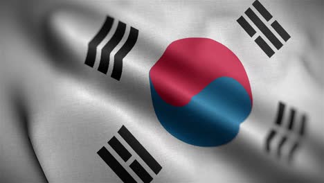 Winkelansicht-Der-Koreanischen-Flagge,-Die-In-HD-Flattert