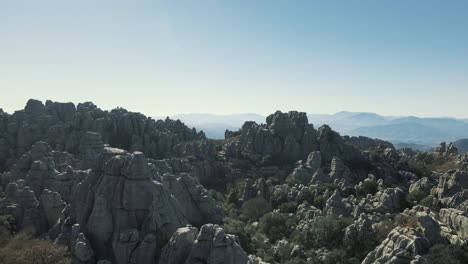 Aerial-view-of-karstic-rock-formations-at-Torcal-de-Antequera,-south-of-Spain