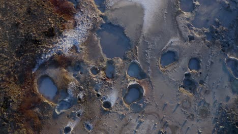 Steam-Vents-From-The-Mud-Pools-In-Reykjanes-Peninsula,-Iceland