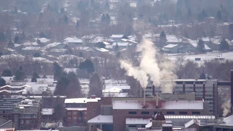 Aerial-view-of-smoke-arising-from-industrial-facilities