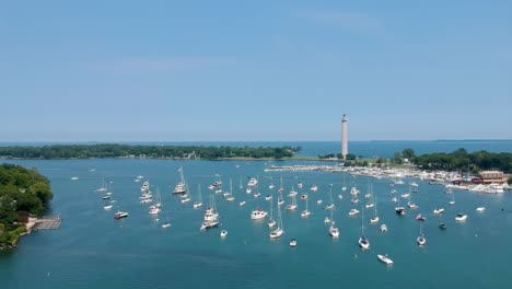 Aerial-view-of-Put-in-Bay-Marina-in-Summer