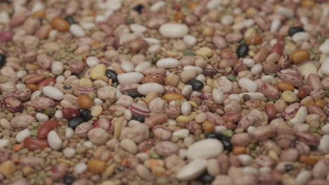 Mixed-dry-beans-legumes-rotating,-vegan-vegetarian-food-protein-source