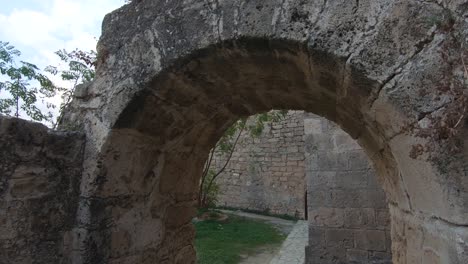 Ruins-of-Kyrenia-Castle's-courtyard,-Cyprus,16th-century-castle