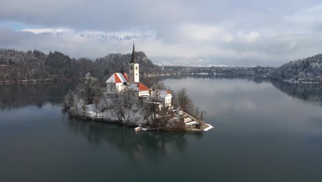 winter-aerial-lake-bled-Pilgrimage-Church-of-the-Assumption-Maria-beautiful-day
