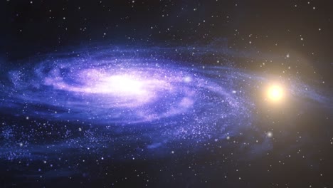Una-Galaxia-Que-Se-Mueve-En-El-Universo-Con-Una-Estrella-Brillante-Cerca