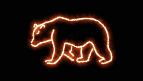 Bärenumriss-Mit-Brennenden-Flammen-Und-Bären-In-Neonlichtern
